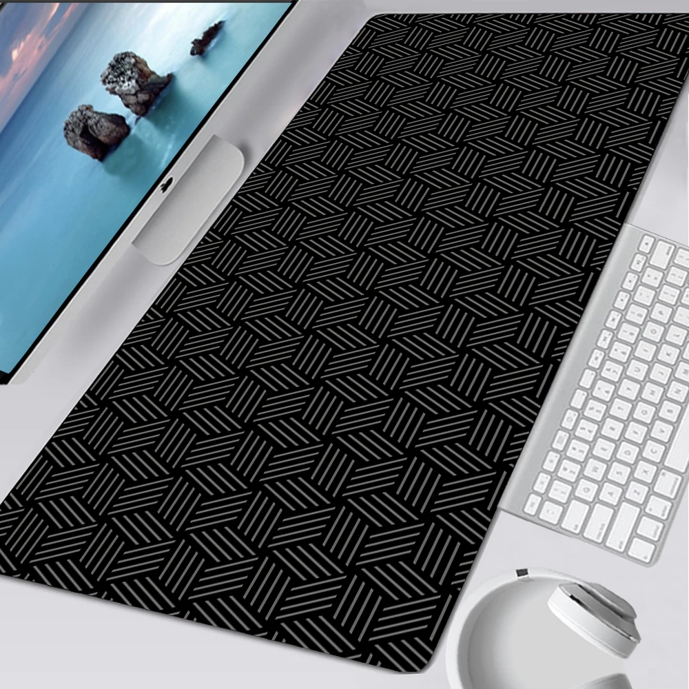 Gaming Accessories For Your Desk - Laptop Black Mouse Pad Simple Hexagon
