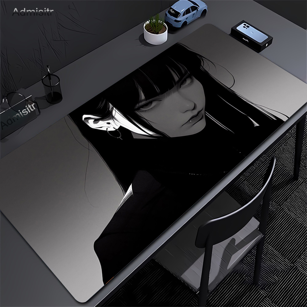 Gaming Accessories For Your Desk - Black Anime Dark Girl Table Mat
